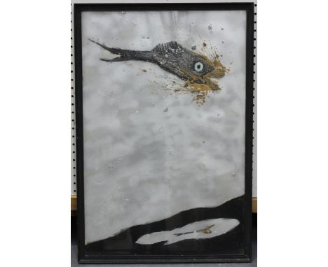 Philip Ridley - Sealife Studies, a pair of late 20th century mixed media acrylics with glitter and wash, each 75cm x 50cm, bo