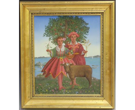 Peter Lawman - 'Taurus', 20th century oil on canvas, signed and dated '95 recto, titled to Portal Gallery label verso, 29cm x