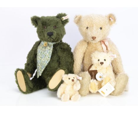 A Steiff Harrods Centenary limited edition green musical Bear,  678 of 2000; three limited editions - Steiff Club Edition 199