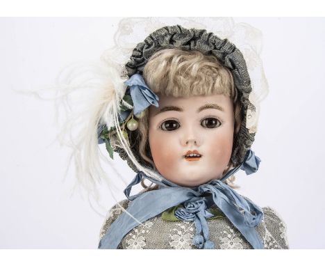 A Simon &amp; Halbig for Heinrich Handwerck child doll,  with brown sleeping eyes, pierced ears, original blonde mohair wig, 