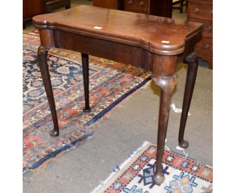 A Georgian style mahogany fold over card table, 84cm by  42cmby 75cm 