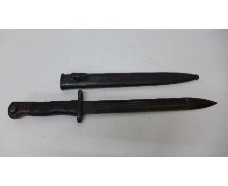 A German made Siamese mauser bayonet with scabbard, marked 8953