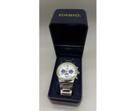 A gentleman's Casio Edifice Chronograph wristwatch, boxed