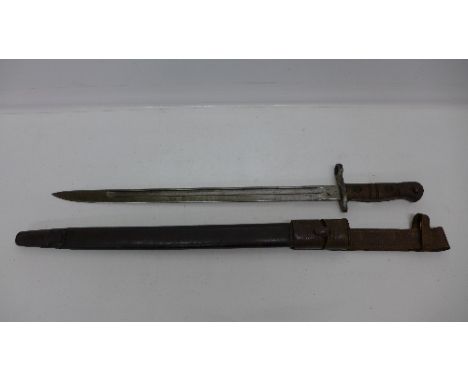 An American bayonet, the blade marked 1913, Remington, U.S., with scabbard and frog