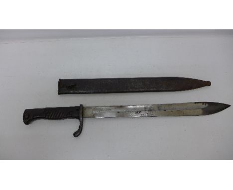 A German bayonet with scabbard, the blade marked Simson & Co., Suhl, W16