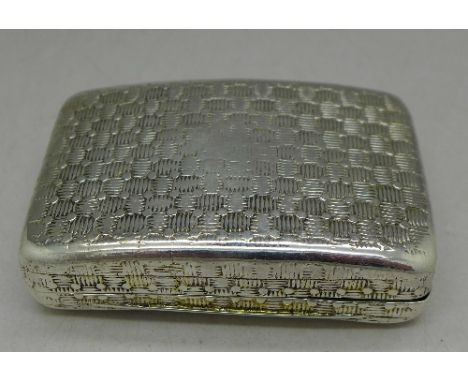 A continental silver snuff box with control marks, 63mm x 42mm