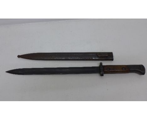 A bayonet with scabbard, blade marked CSZ E26