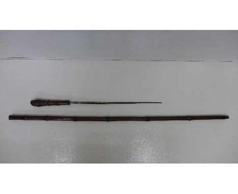 A 19th Century sword stick with bamboo scabbard and handle