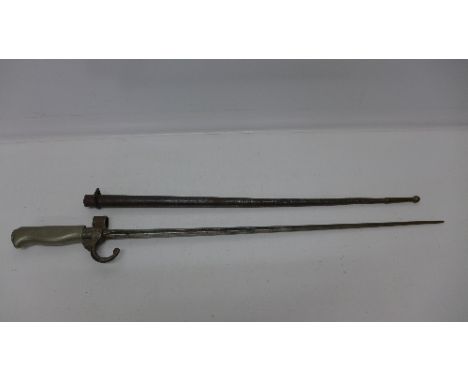 A socket bayonet with scabbard