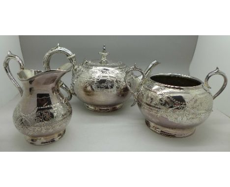 A three piece plated tea service