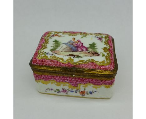 A 19th Century enamel trinket box, width 7cm