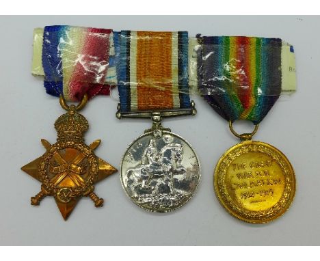 A trio of WWI medals to 10431, Pte. G. Milburn, Durham Light Infantry