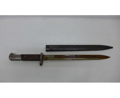 A bayonet with scabbard, marked E3 48