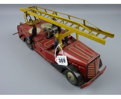 Toys - a French made Joustra tinplate fire engine, 35 cms long