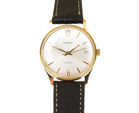 A 1980s 9ct gold Garrard wristwatchThe circular shape dial with baton hour markers and date aperture to 3, with personal engr