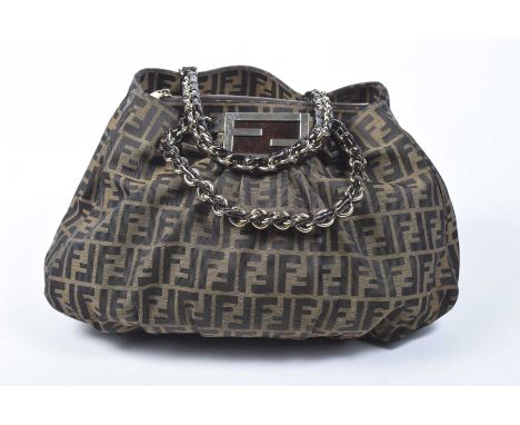 A Fendi 'Zucca' handbagThe canvas bag with Zucca print, gold-tone hardware and chain handles, approx. dimensions 49x25x16cm, 