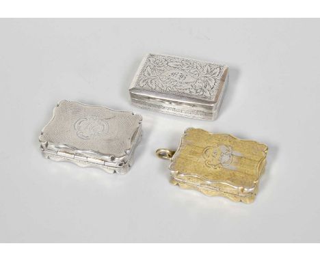 A George IV Silver Vinaigrette and Two Victorian Silver Vinaigrettes, One by Thomas Newbold, Birmingham, 1825; Two by David P