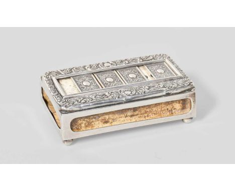 An Edward VII Silver Combination Bridge Trump-Marker and Match-Box Cover, by Boots Pure Drug Company, Chester, 1904, oblong a
