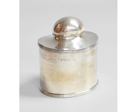 A George V Silver Tea-Caddy and Caddy-Spoon, by George Unite, Birmingham, The Tea-Caddy 1912, The Caddy-Spoon 1911, oval and 