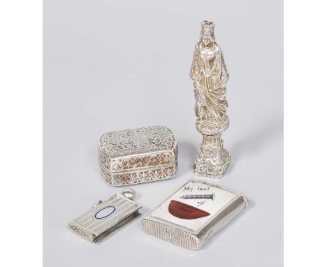 A Collection of Assorted Silver, comprising a Victorian silver and enamel vesta-case, by Deakin and Francis, Birmingham, 1887