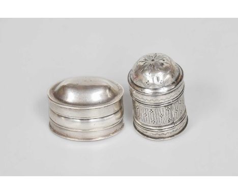 Two George III Silver Nutmeg-Graters, One by Samuel Pemberton, Birmingham, 1797, The Other Apparently Unmarked Circa 1800, th