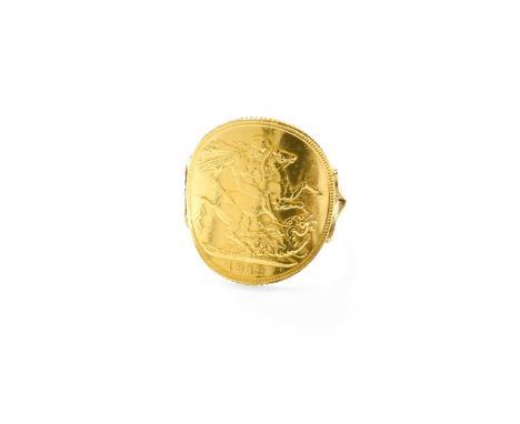 A Sovereign Ring, dated 1912, finger size Q1/2Gross weight 9.7 grams.
