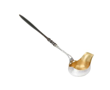 A Danish Silver-Mounted Punch-Ladle, Possibly by Carl Christian Hansen, Aarhus, First Half 19th Century, the base of the oval