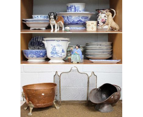 A Mixed Lot of British Ceramics, including: a Beswick Model of a St Bernard 'Corner Garth Stroller', a Royal Doulton figure '