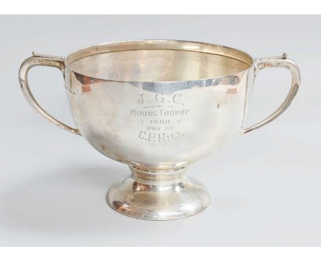 An Edward VII Silver Two-Handled Cup, by William Aitken, Birmingham, 1906, tapering cylindrical and on spreading foot, with t