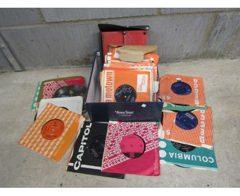 A box of 7'' singles including Bob Dylan, The Kinks, The Yardbirds etc.