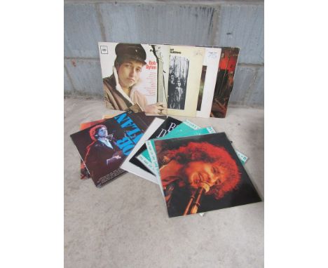 A collection of Bob Dylan LPs including bootlegs