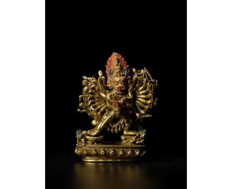 STATUETTE DE VAJRABHAIRAVA EN ALLIAGE DE CUIVRE DORÉDYNASTIE QING, XVIIIE SIÈCLEHimalayan Art Resources item no. 4606 16.5 cm