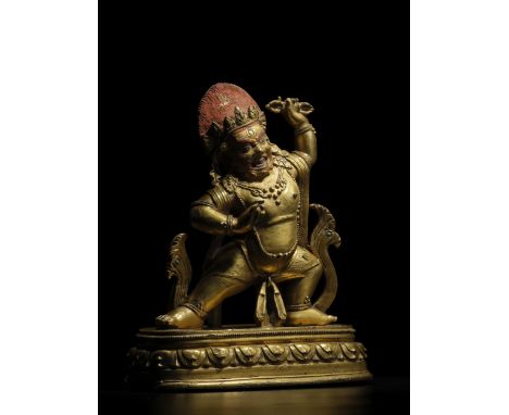 STATUETTE DE VAJRAPANI EN ALLIAGE DE CUIVRE DORÉMONGOLIE, STYLE DE ZANABAZAR, XIXE SIÈCLEHimalayan Art Resources item no. 462