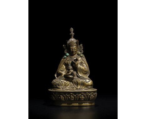 STATUETTE DE PADMASAMBHAVA EN LAITONBHOUTAN, XIXE SIÈCLEHimalayan Art Resources item no. 4628 17.5 cm (6 7/8 in.) highFootnot
