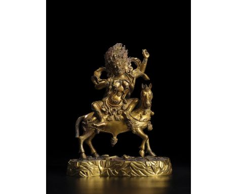 STATUETTE DE PALDEN LHAMO EN ALLIAGE DE CUIVRE DORÉDYNASTIE QING, XVIIIE SIÈCLEHimalayan Art Resources item no. 4640 23 cm (9
