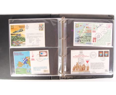 An album of 60+ assorted WWII Second World War related signed / autographed First Day Covers / FDC's. Each personally autogra