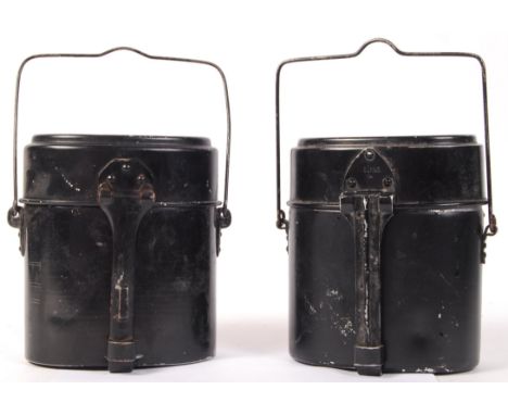 Two reproduction 20th century WWI First World War German infantry canteens / canteen tins. Both of aluminium construction, on