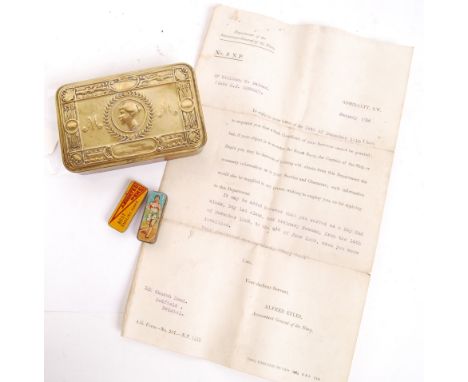 An original WWI First World War Princess Mary ' Gift Tin ' from Christmas 1914. Largely very good condition, with no splits. 