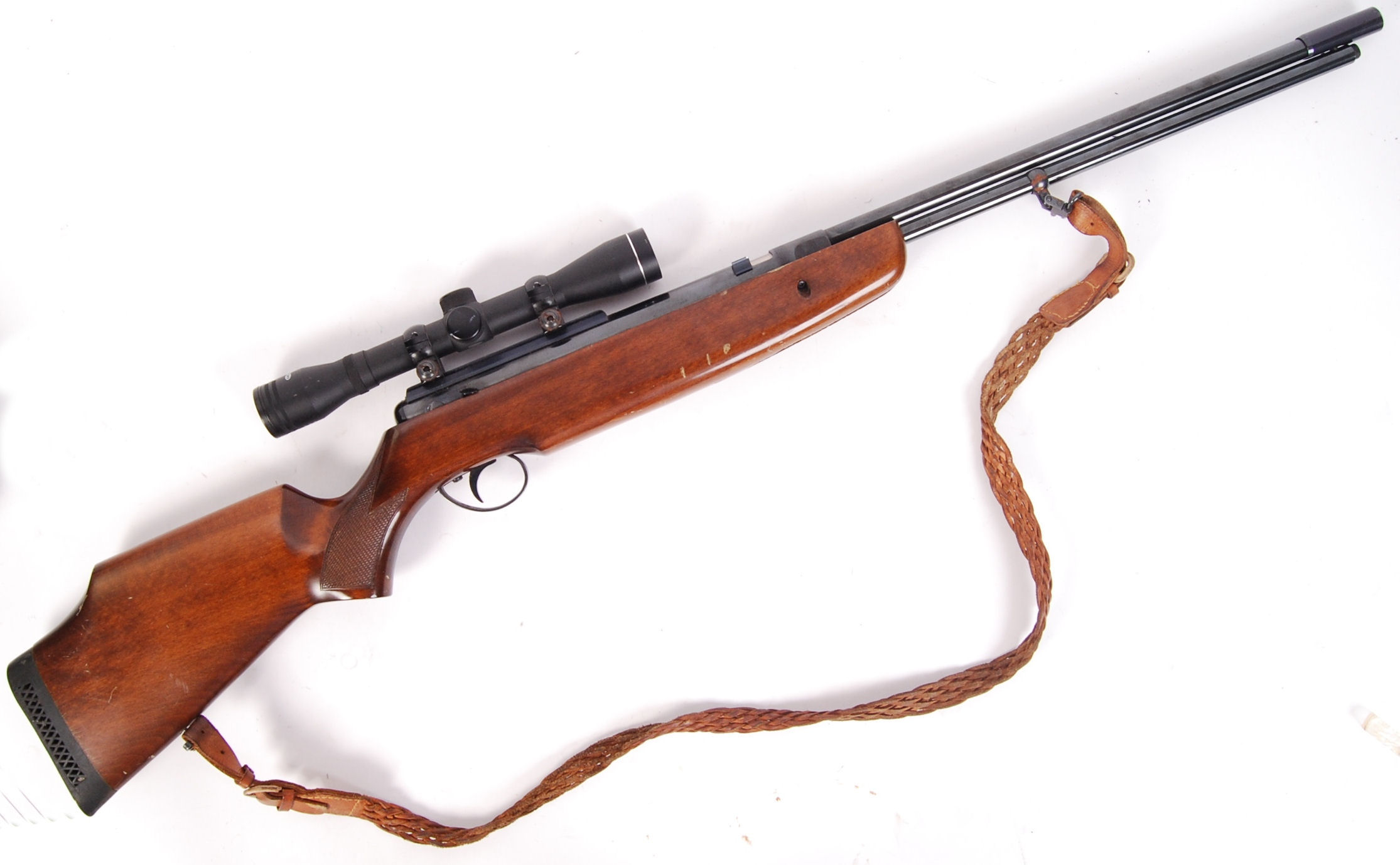 A vintage BSA .22 calibre under lever air rifle. Fitted with a TASCO