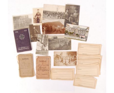 A collection of assorted WWI First World War German ephemera and photographs. The collection comprising of: several unused ' 
