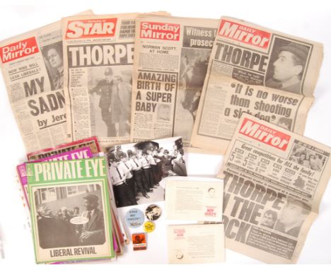 A collection of original newspapers and publications relating to the trial of Jeremy Thorpe c1978 / 1979. Including issues of