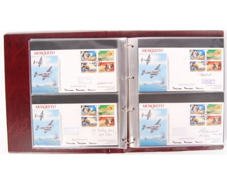 An album of 45+ assorted WWII Second World War related signed / autographed First Day Covers / FDC's. Each personally autogra