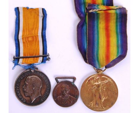 An original WWI First World War medal paid (War &amp; Victory) awarded to a 27784 Pte. SM Mountjoy of the Gloucestershire Reg