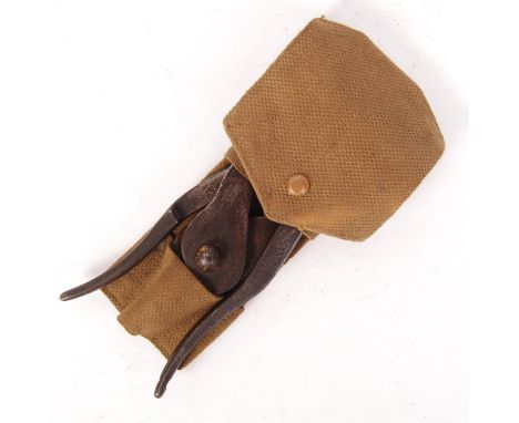 A pair of original WWII Second World War British barbed wire cutters. Within their original canvas case ( 1945 dated). The cu