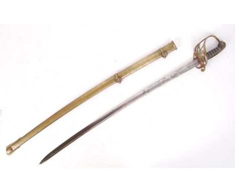 A rare antique 19th century William IV period 1822 pattern Infantry / Officers' cavalry sword with gilt copper Gothic hilt, p