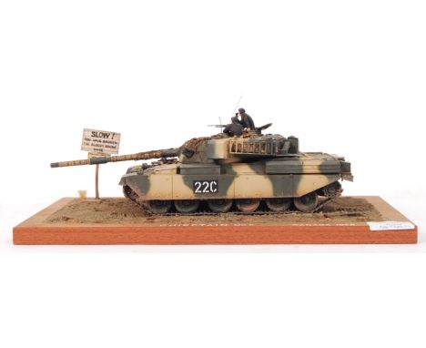 MILITARY MODEL: A superb museum quality post WWII Second World War military model diorama. Showing an armoured military vehic