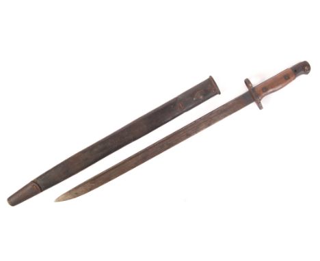 A WWI First World War era 1907 pattern Anderson rifle bayonet. The ricasso marked ' 1907 Anderson ' with various cyphers. Wit