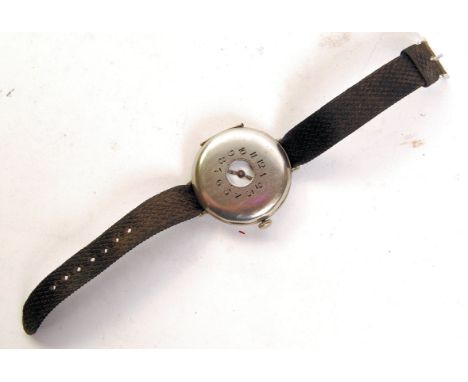 A scarce c1910 Rolex half hunter wrist watch. Decorative hands, with luminous dial and ' Rolex ' stamped to top. The half-hun