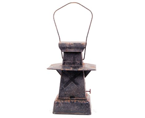 A rare WWII Second World War ' Ministry Supply ' railway blackout lantern. The upper section stamped with ministry markings (