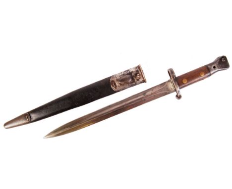 An antique British 1888 Lee Metford rifle bayonet by Wilkinson. Manufactured for the British .303 calibre Enfield, Lee Metfor